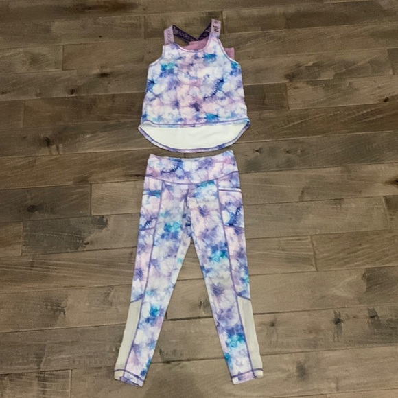 Jill Yoga girls purple pant and bra tank set size large (6) - Picture 1 of 4